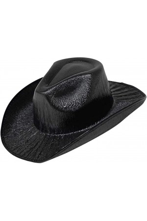 Neon Hologramlı Kovboy Model Parti Şapkası Siyah Yetişkin 39x36x14 Cm
